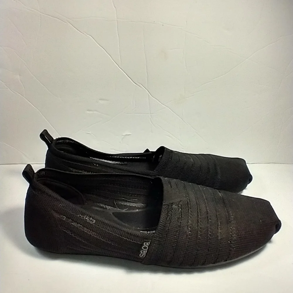 BOBS by Skechers Plush Golden Hour Black Slip On Comfort Shoes Women's sz 10.